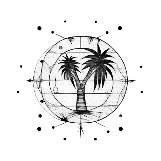 Palm Tree With Gps Coordinates As The Trunk Of The Tree