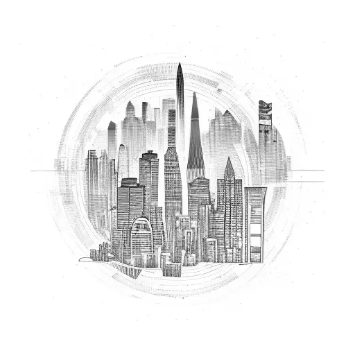 An Abstract Representation Of A City Skyline In The Moonlight