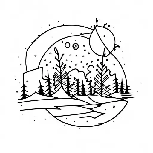 Bonfire Moon And Trees