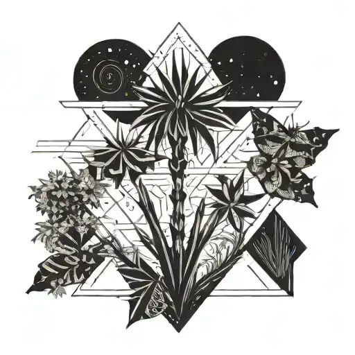 Century Plant With Bats Desert Night Sky