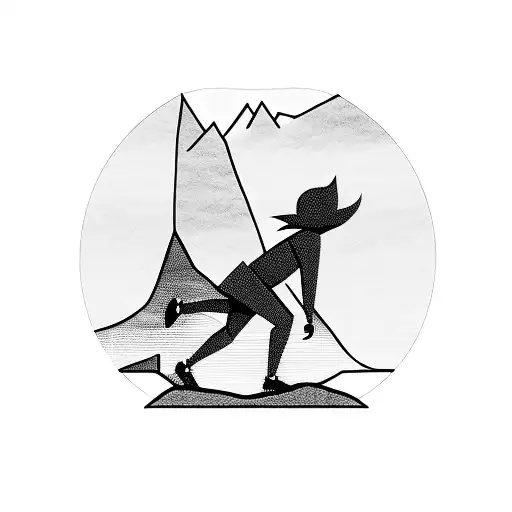 A Silhouette Of A Runner Against A Mountain Backdrop