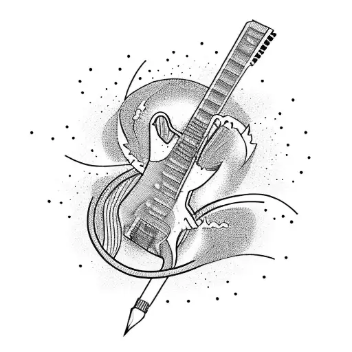 Electric Current Hitting A Guitar