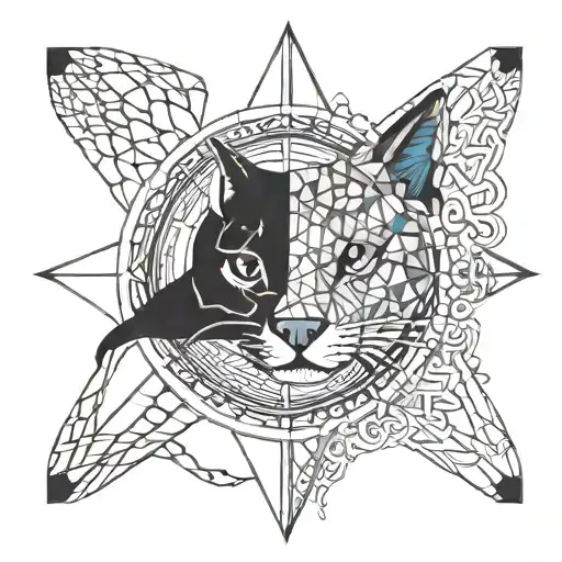 Circle Style With Half Cat And Dog