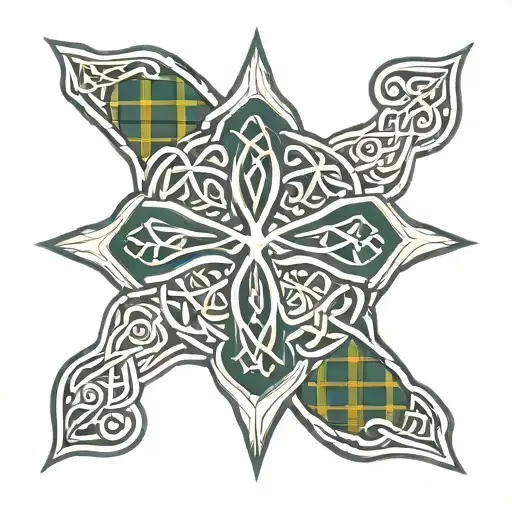 Celtic Cross With Graham Clan Tartan Plaid Wrapped