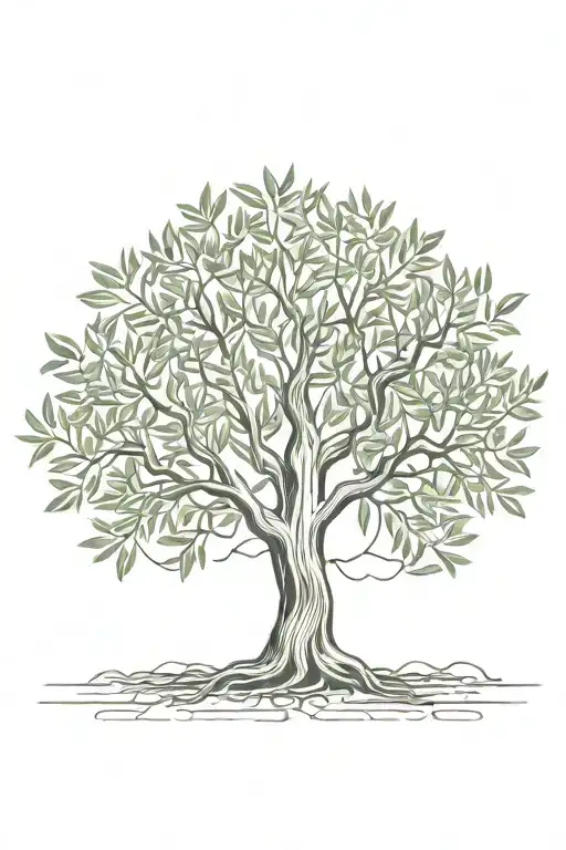 Fine Line Olive Tree With Roots Asymmetrical
