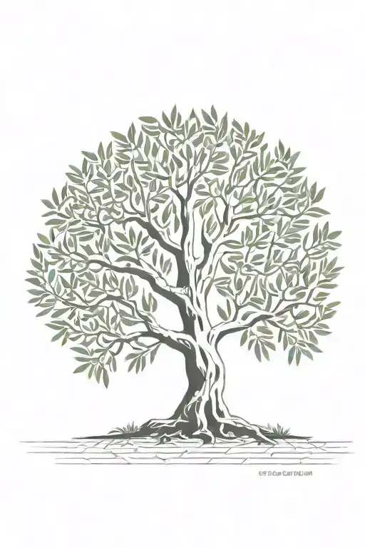 Fine Line Olive Tree With Roots Asymmetrical