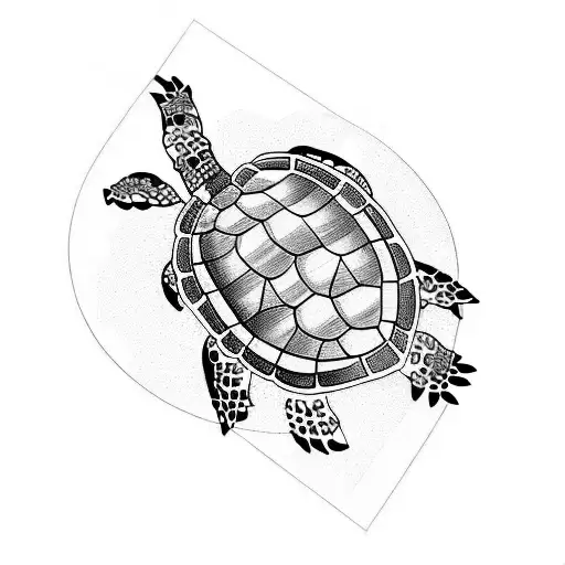 Turtle Fine Line With Flowers