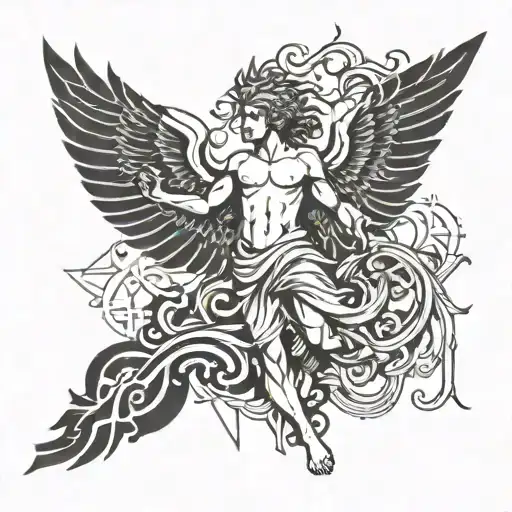 Fall Of Icarus Greek Style Illustration