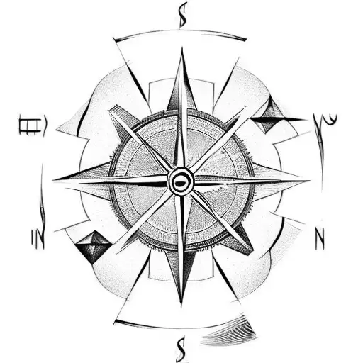 Thin Line Compass With Ancient Geometric Notes