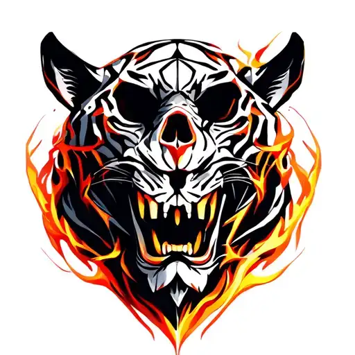 Fiery Tiger Skull