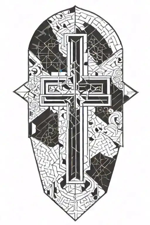 Iron Cross With Geometric Design Next To It