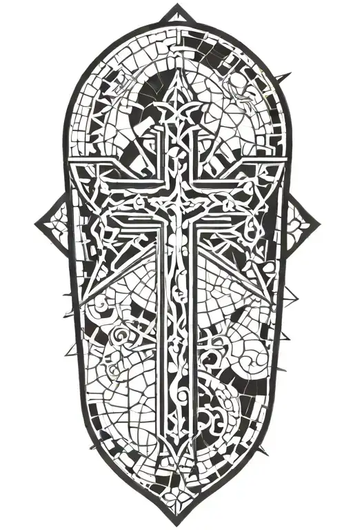 Iron Cross Integrated Into Stain Glass Work