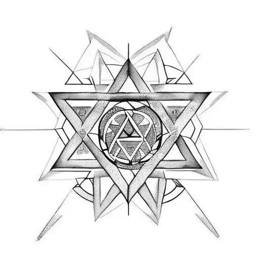 Star Of David With Geometric Lion