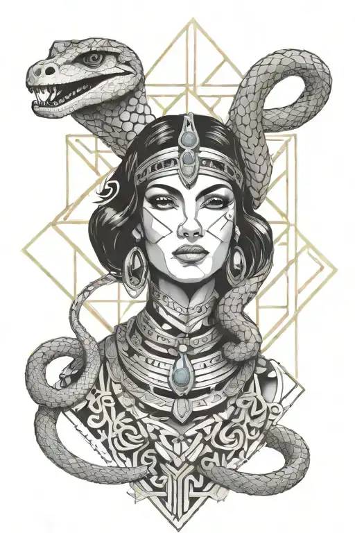 Cleopatra And Snake Wrapped