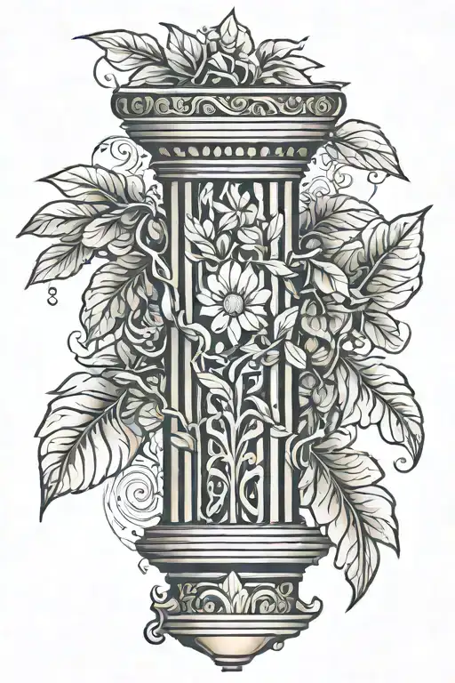 Ionic Column And Daphne Leaf