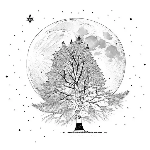 Moon With Trees