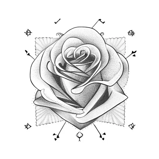 A Single Rose With A Subtle One-line Outline Of Your Late Grandmother's Initials