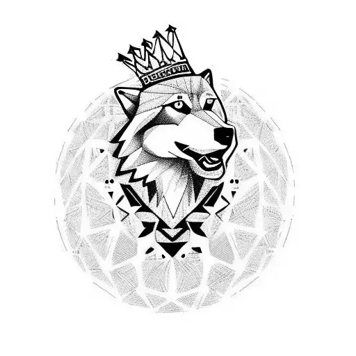 Wolf With A Soccer Ball And A Crown