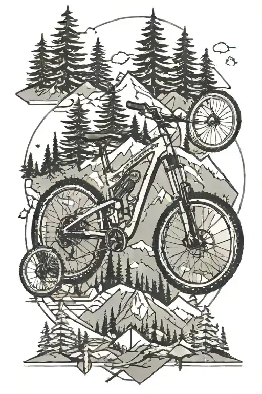 Mountain Biking Forest Scene