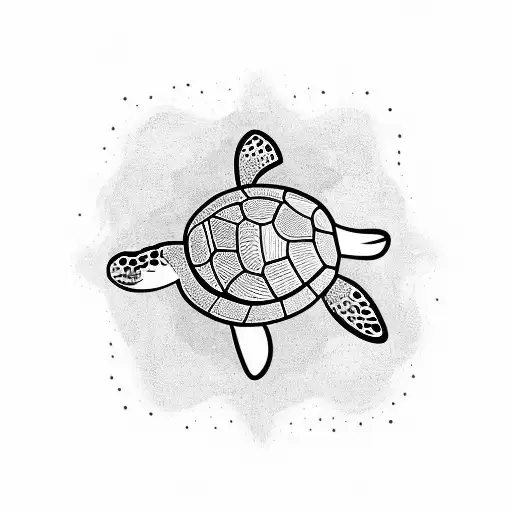 Cute Turtle And A Sea Star