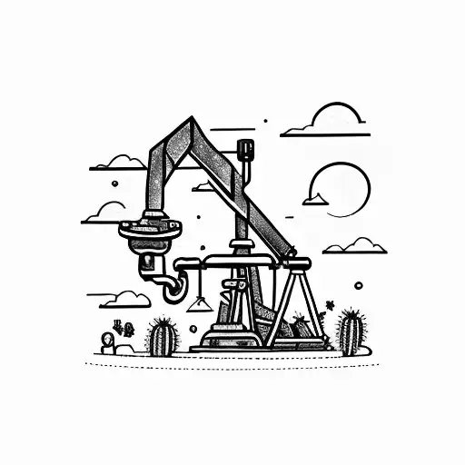 Pumpjack With Cactus