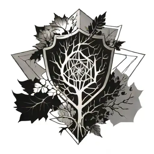 Shield Fading Into Tree Branch