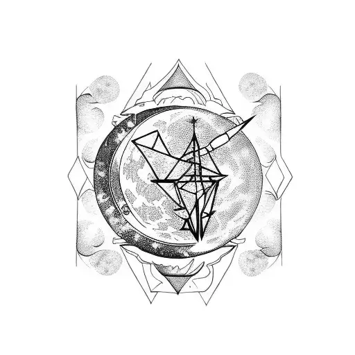 Moon With Christian Sword Verically