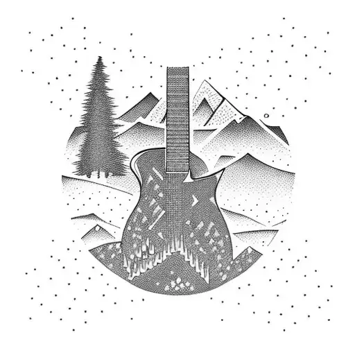 Electro Guitar With Snowy Mountain Background