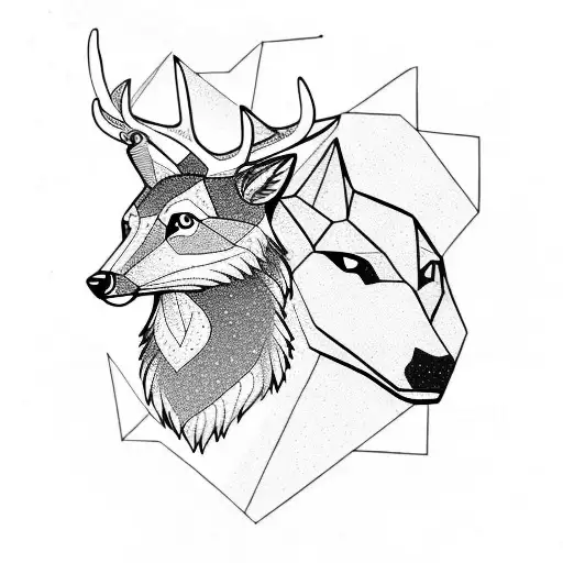 Deer And Wolf Head