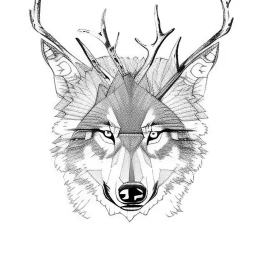 Half Wolf Half Deer Animal Head