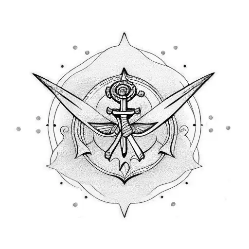 Anchor With Butterfly And Flowers On It