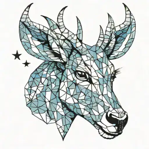 Impala Face Front View With Stars Forming Blue Color