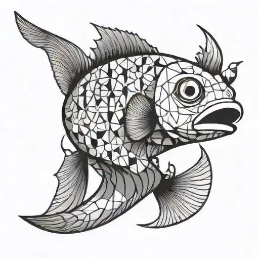 Cartoon Fish Smoking Cigarette