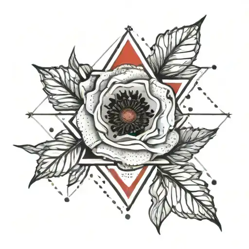 Dotted Line Palestine Resistance Triangle With Red Poppy In The Forefront