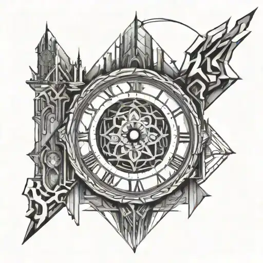 Clock Tower And Viking Symbols