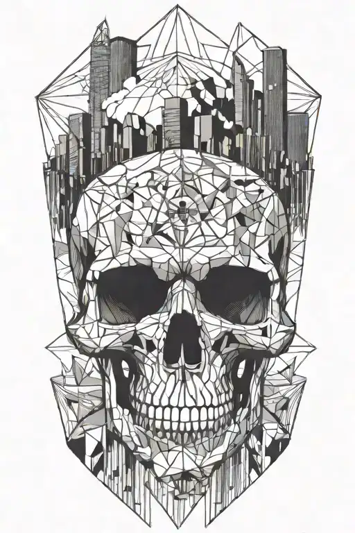 A Skull With A City In The Background