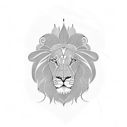 Lion Head With Tree Of Life