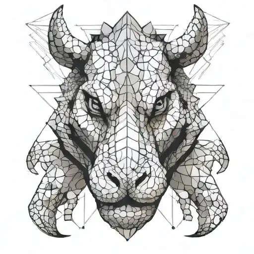 Half Face Of A Alligator And Half Face Of A Bull