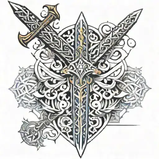 Sword Tattoo Featuring Intricate Patterns