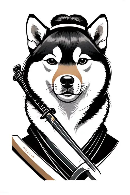 Shiba Inu Japan Girl With Katana