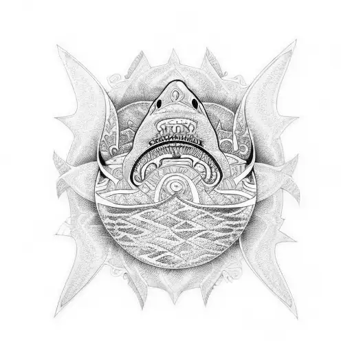A Mesmerizing Maori-inspired Shark Design With Intricate Dotwork Details