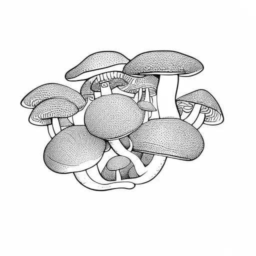 Mushrooms On A Black Background