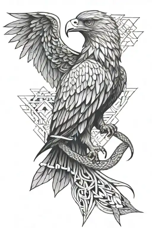 An Eagle Tangled By A Snake Piton