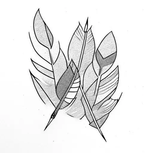 Arrow With Feather And Line
