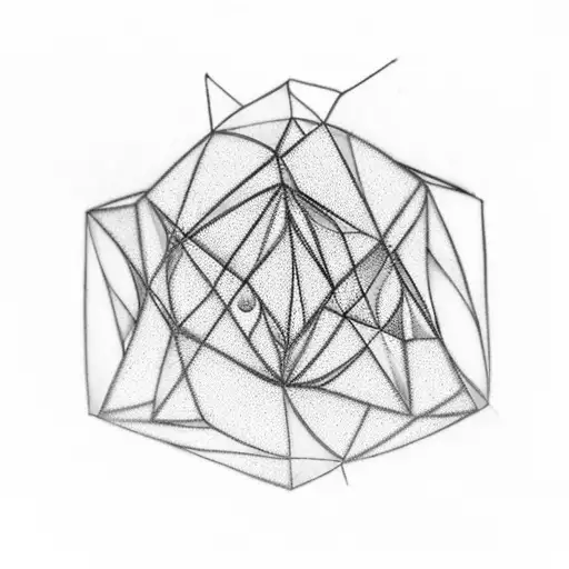 Colorful 3D Projection Of Tesseract Cube With Thin Lines