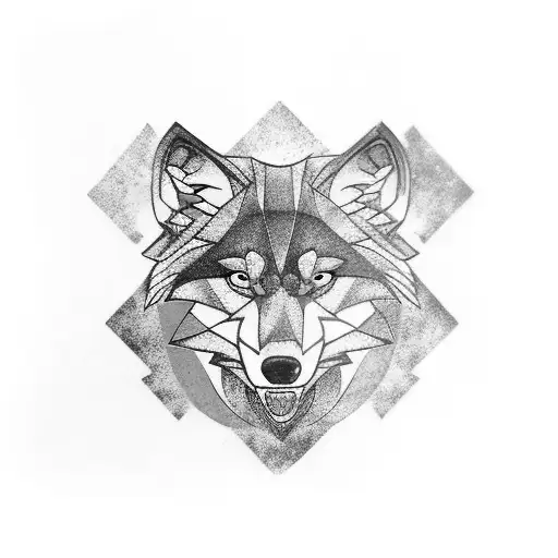 Wolf Head In Blue And Orange Gradient