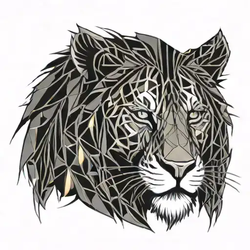 A Futuristic Cyberpunk Lion Head With Circuit Patterns And Glowing Eyes