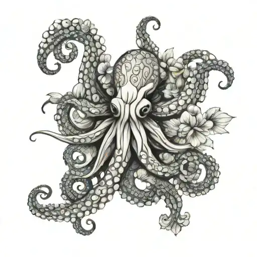 Octopus In Flowers