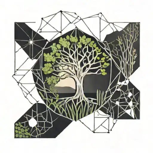 Willow Tree And Geometric Shapes Inspired