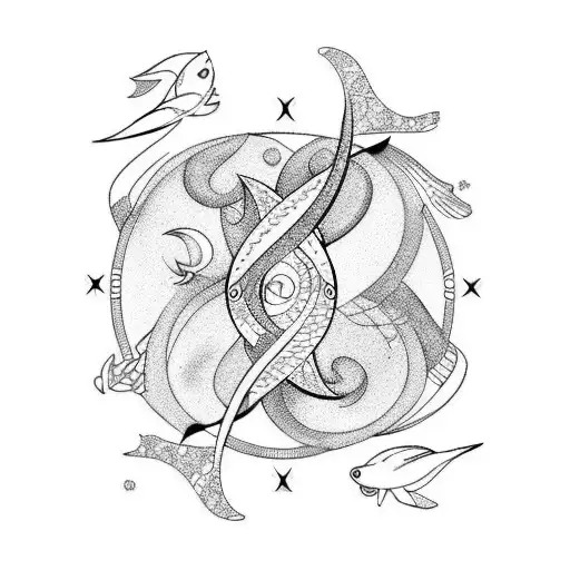 A Pisces And Cancer Horoscopes Symbols Together Sleeve